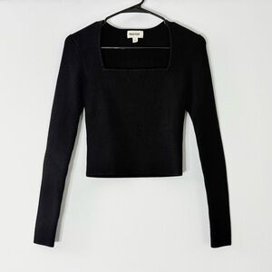 Open Edit Size Small Women’s Long Sleeve Shirt Thick Knit Ribbed Black Used